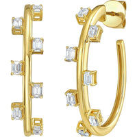Ruchi New York - Emera Emerald-Cut Diamond Hoop Earrings in 18K Yellow Gold - Ruchi New York