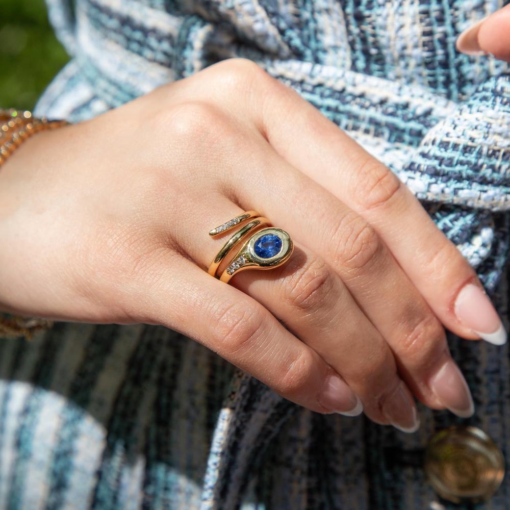 Ruchi New York - Esme Wrap Ring in Blue Sapphire in 18K Yellow Gold