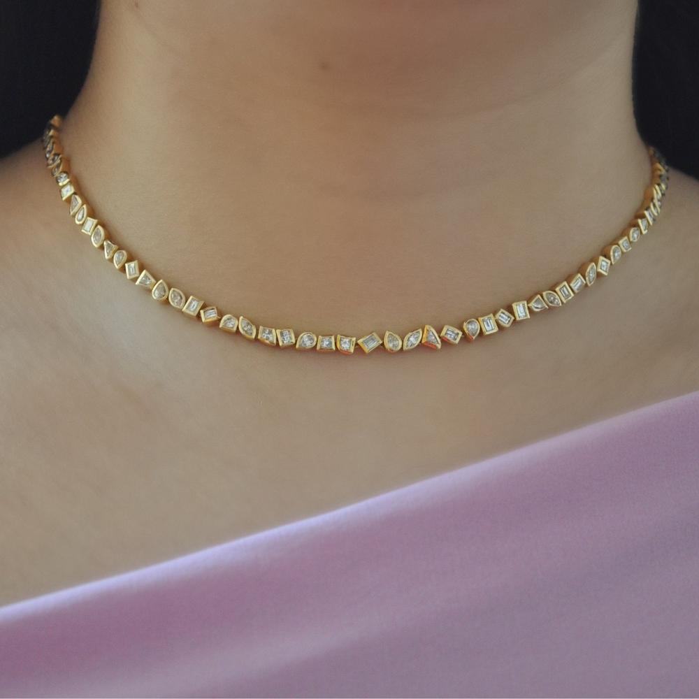 Ruchi New York - Etesian Diamond Tennis Necklace in 18K Yellow Gold