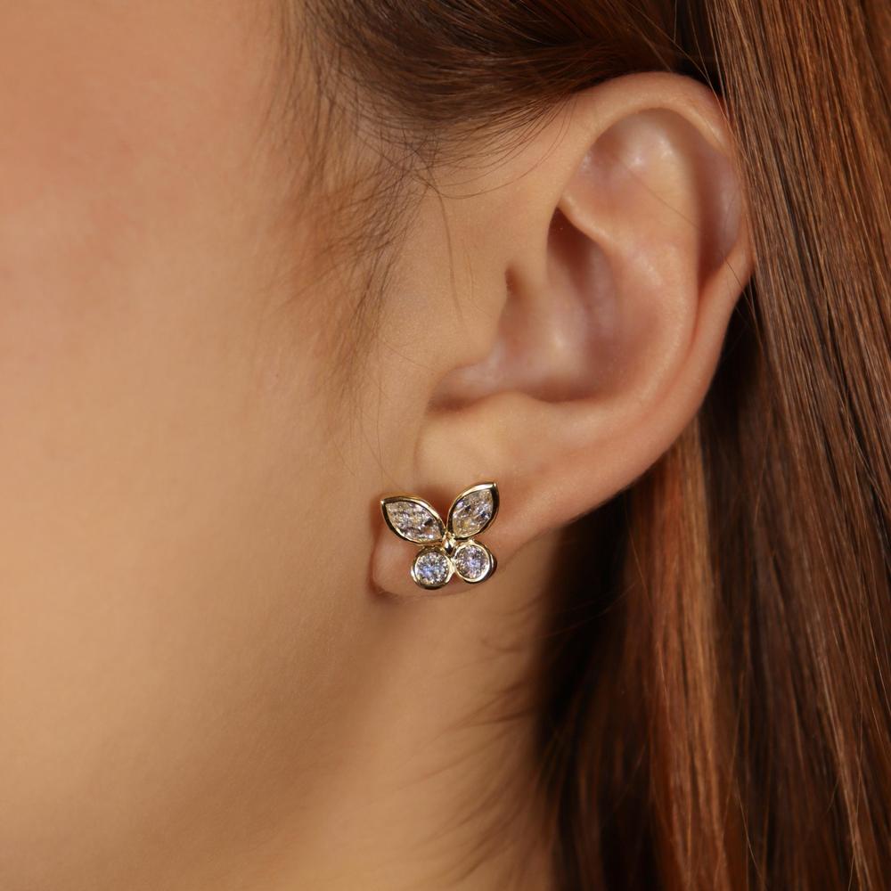 Ruchi New York - Eurema Butterfly Diamond Studs in 14K Yellow Gold