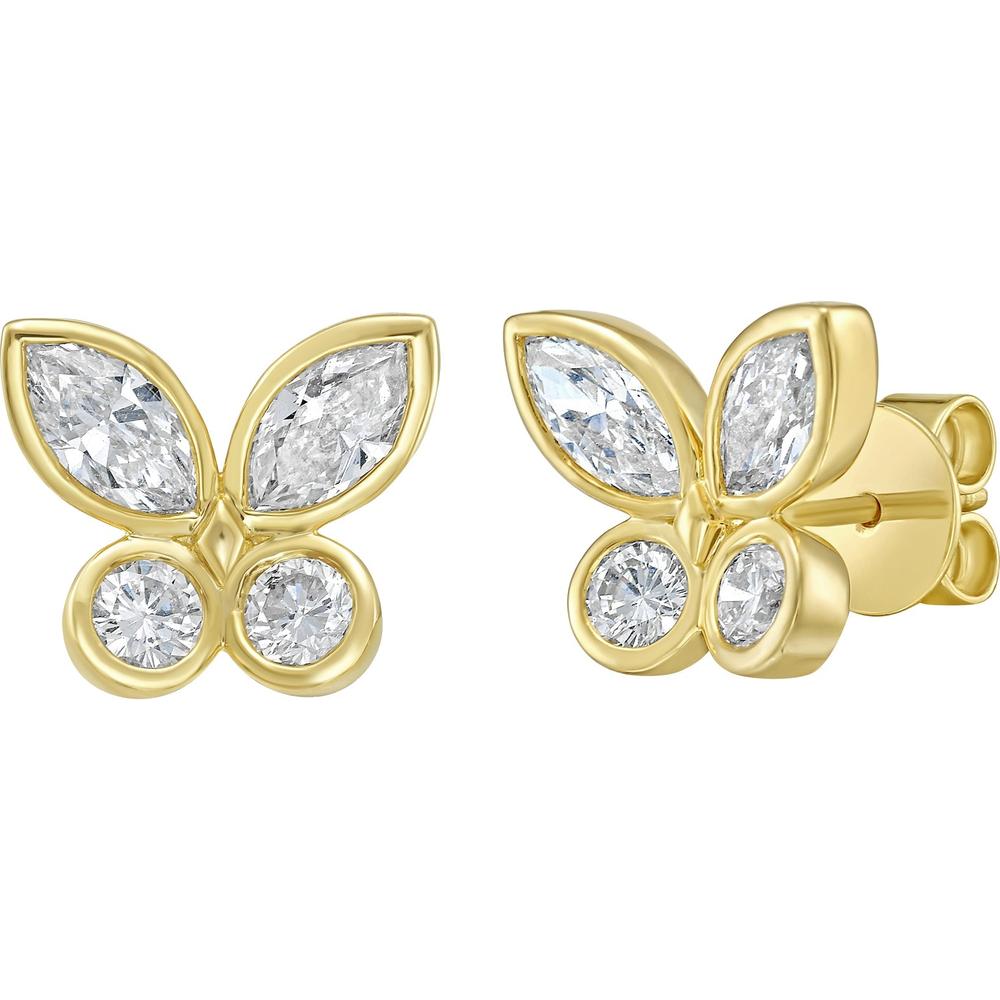 Ruchi New York - Eurema Butterfly Diamond Studs in 14K Yellow Gold