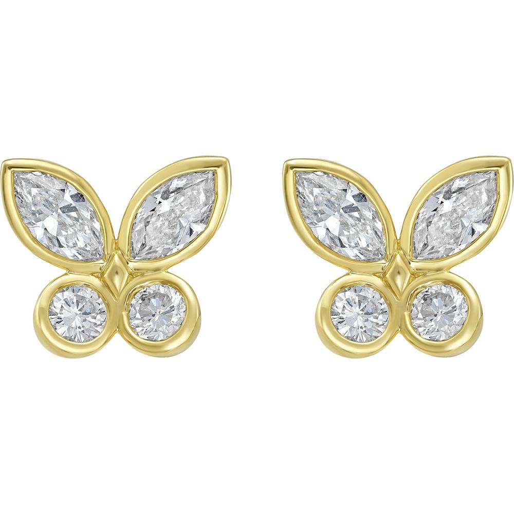 Ruchi New York - Eurema Butterfly Diamond Studs in 14K Yellow Gold