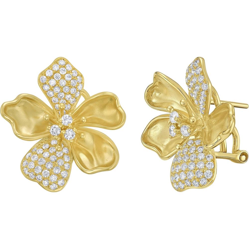 Ruchi New York - Fleur Diamond Stud Earrings in 18K Yellow Gold