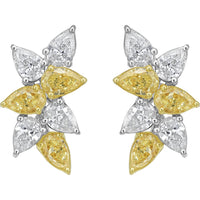 Ruchi New York - Floréa Fancy Yellow & White Pear Diamond Stud Earrings in 18K Two-Tone Gold - Ruchi New York
