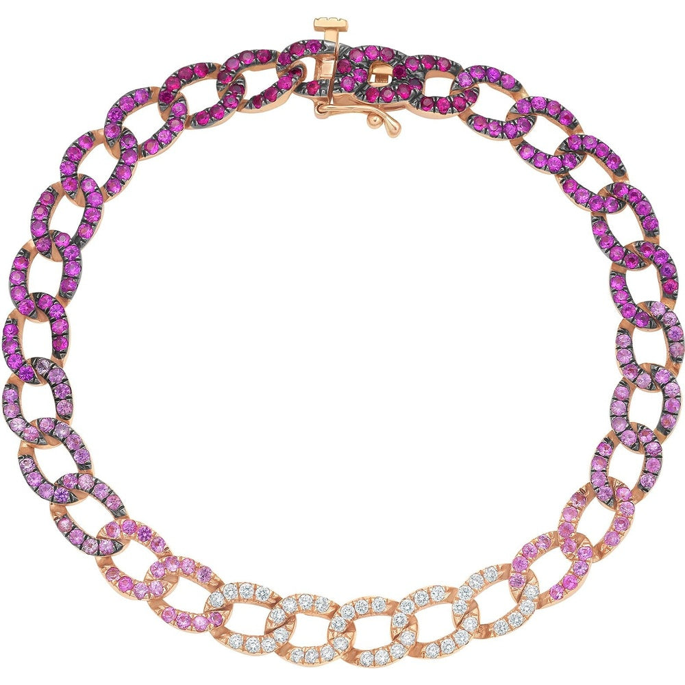 Ruchi New York - Floridita Ruby, Pink Sapphire & Diamond Ombre Bracelet in 18K Rose Gold - Ruchi New York