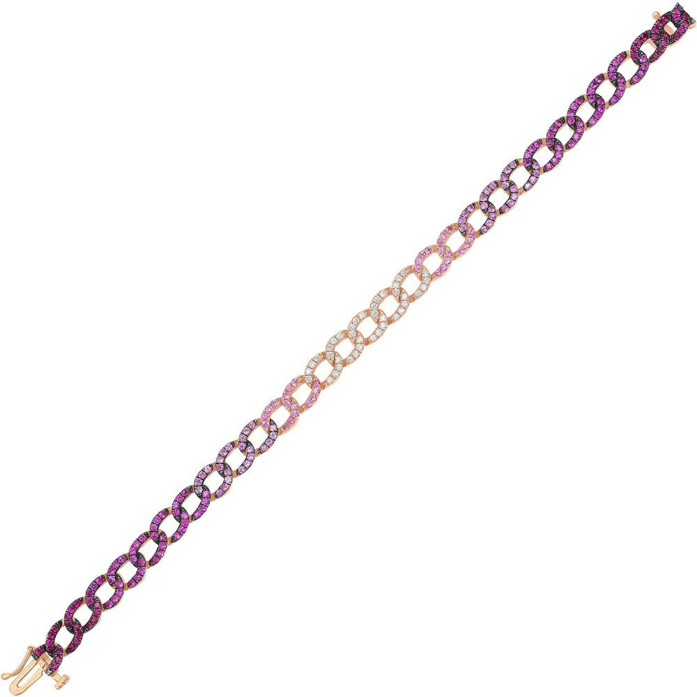 Ruchi New York - Floridita Ruby, Pink Sapphire & Diamond Ombre Bracelet in 18K Rose Gold - Ruchi New York