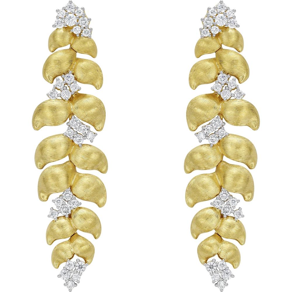 Ruchi New York - Foliage Diamond Linear Earrings in 18K Yellow Gold