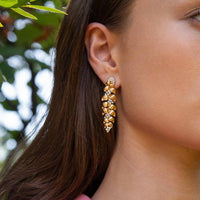 Ruchi New York - Foliage Diamond Linear Earrings in 18K Yellow Gold