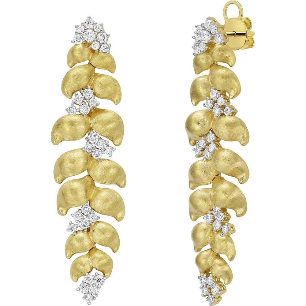 Ruchi New York - Foliage Diamond Linear Earrings in 18K Yellow Gold