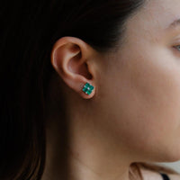 Ruchi New York - Freya Emerald Stud Earrings in 18K White Gold