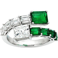 Ruchi New York - Freya Toi Et Moi Emerald Bypass Ring in 18K White Gold