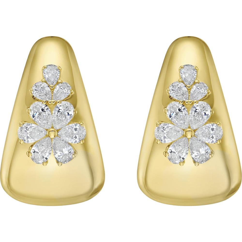 Ruchi New York - Gardenia Diamond Hoop Earrings in 18K Yellow Gold