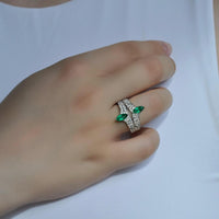 Ruchi New York - Gemini Emerald Ring in 18K White Gold