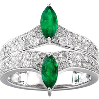 Ruchi New York - Gemini Emerald Ring in 18K White Gold