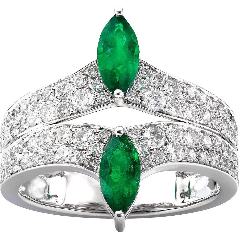 Ruchi New York - Gemini Emerald Ring in 18K White Gold