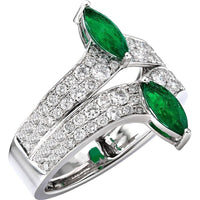 Ruchi New York - Gemini Emerald Ring in 18K White Gold