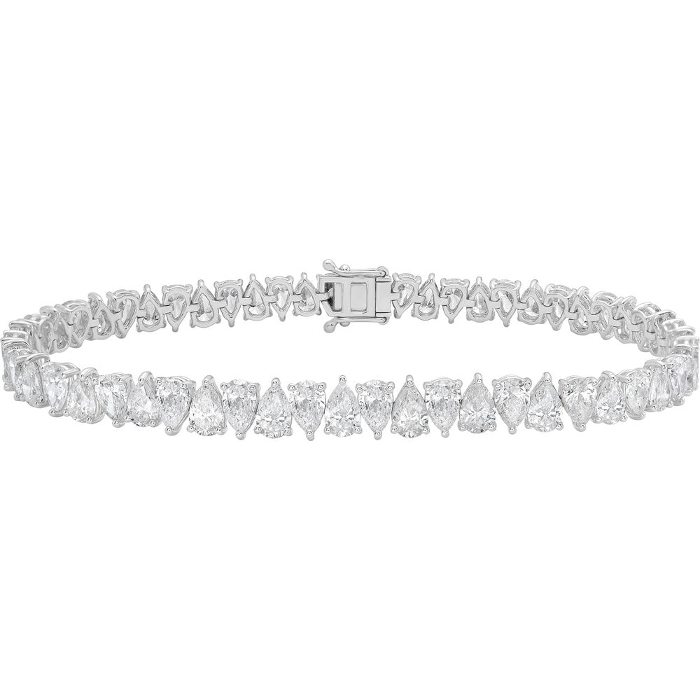 Ruchi New York - Glacies 11.37 Carat Pear-Shaped Diamond Line Bracelet in 18K White Gold - Ruchi New York