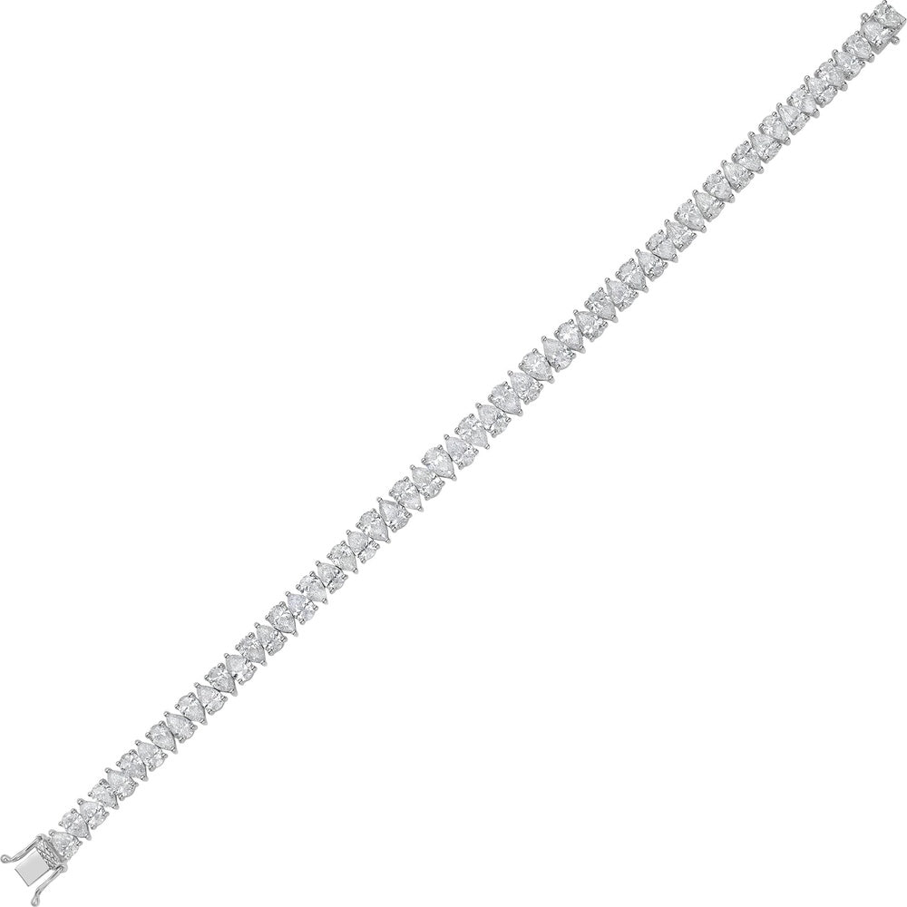 Ruchi New York - Glacies 11.37 Carat Pear-Shaped Diamond Line Bracelet in 18K White Gold - Ruchi New York