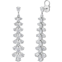 Ruchi New York - Glacies 11.40 Carat Pear-Shaped Diamond Linear Dangle Earrings in 18K White Gold - Ruchi New York