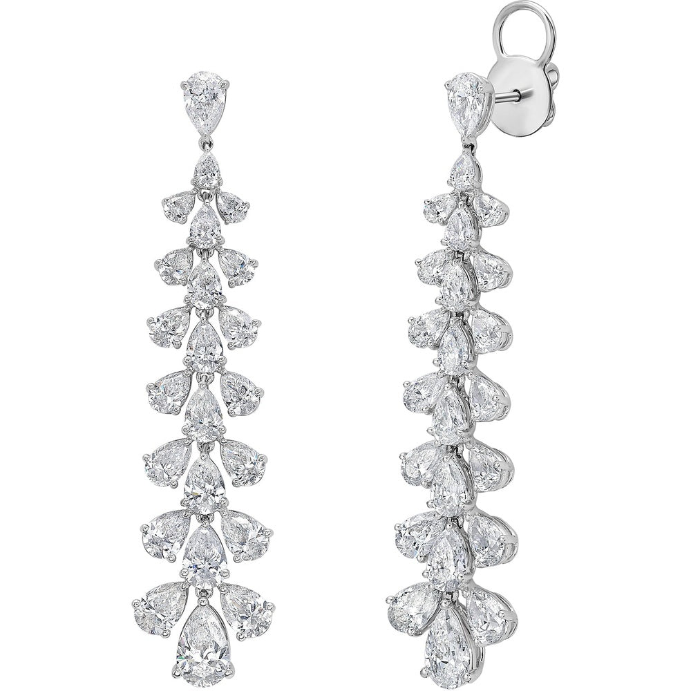 Ruchi New York - Glacies 11.40 Carat Pear-Shaped Diamond Linear Dangle Earrings in 18K White Gold - Ruchi New York