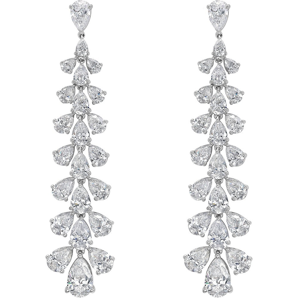 Ruchi New York - Glacies 11.40 Carat Pear-Shaped Diamond Linear Dangle Earrings in 18K White Gold - Ruchi New York