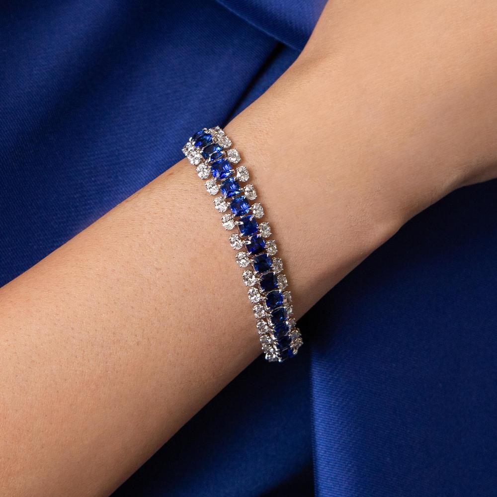 Ruchi New York - Harcourt Blue Sapphire Bracelet in 18K White Gold