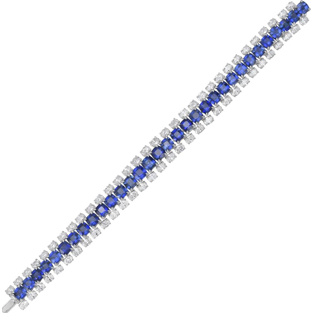 Ruchi New York - Harcourt Blue Sapphire Bracelet in 18K White Gold