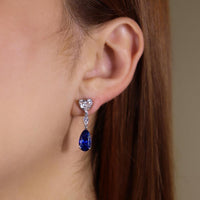 Ruchi New York - Harcourt Blue Sapphire Drop Earrings in 18K White Gold