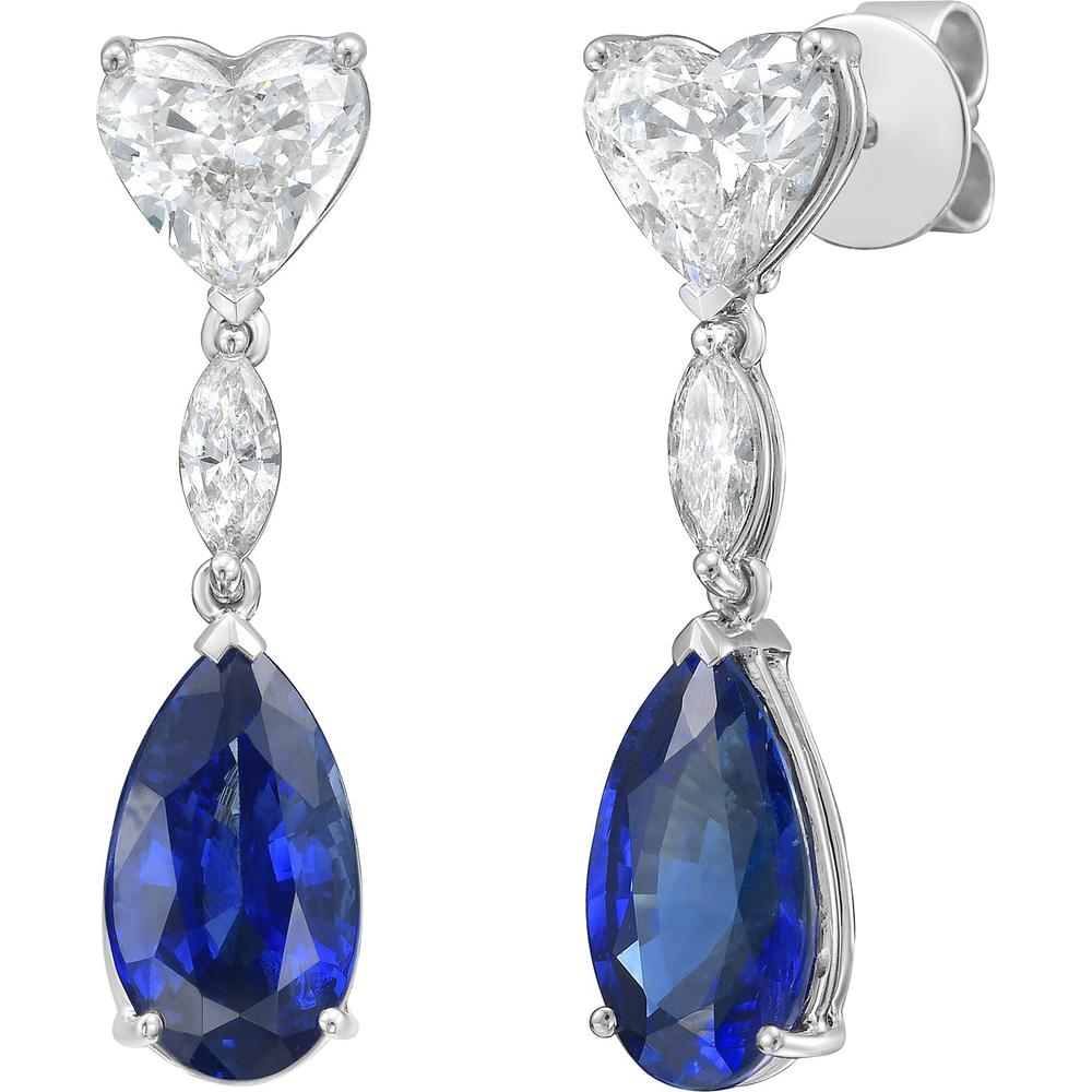 Ruchi New York - Harcourt Blue Sapphire Drop Earrings in 18K White Gold