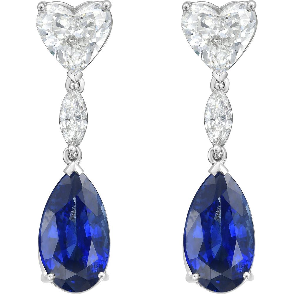 Ruchi New York - Harcourt Blue Sapphire Drop Earrings in 18K White Gold