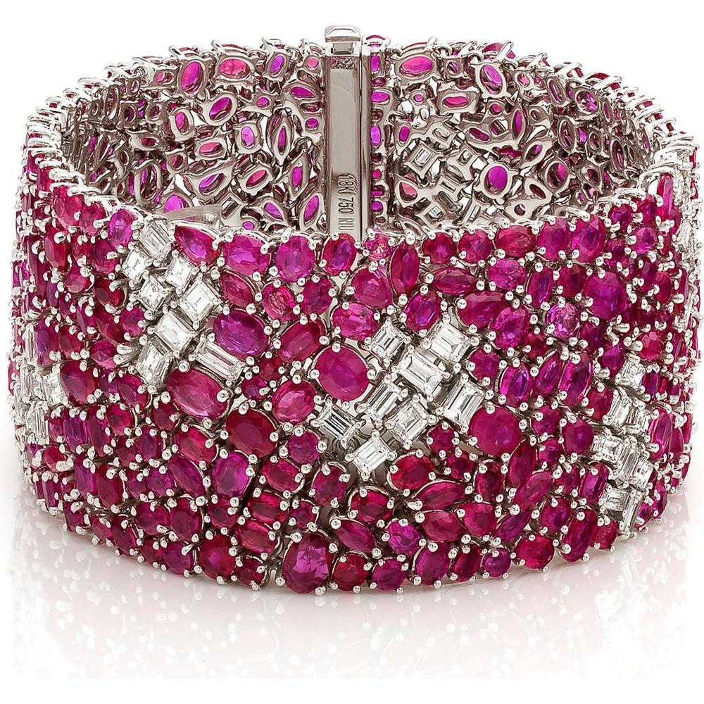 Ruchi New York - Hyperion Ruby Statement Bracelet in 18K White Gold
