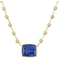 Ruchi New York - Indigo 19.56 Carat Tanzanite & Diamond Pendant Necklace in 18K Yellow Gold - Ruchi New York