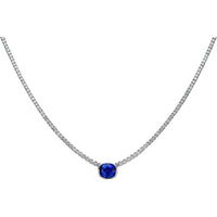 Ruchi New York - Inga Blue Sapphire and Diamond Necklace in 18K Black Rhodium White Gold