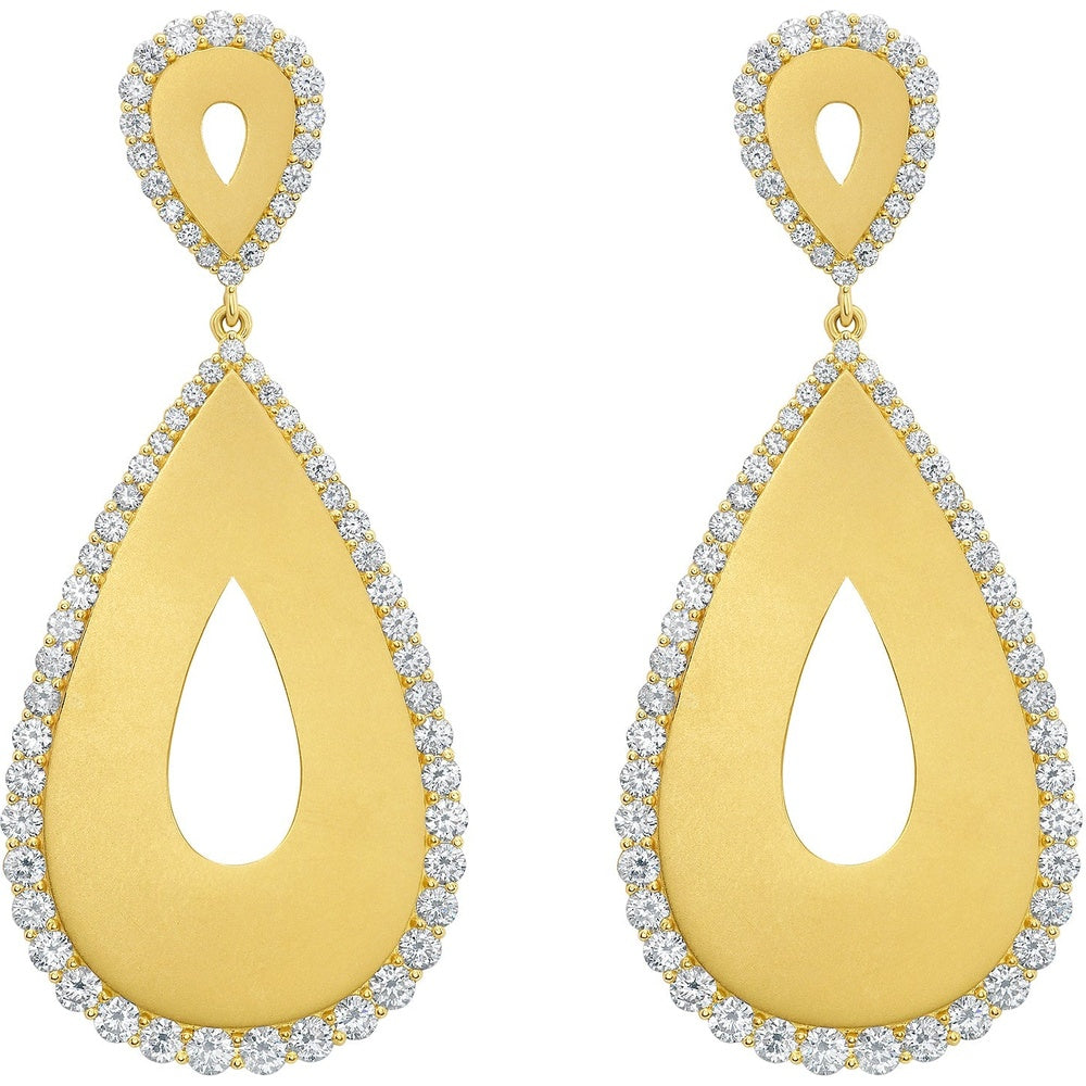 Ruchi New York - Istrella 5.40 Carat Diamond Teardrop Drop Earrings in 18K Yellow Gold - Ruchi New York