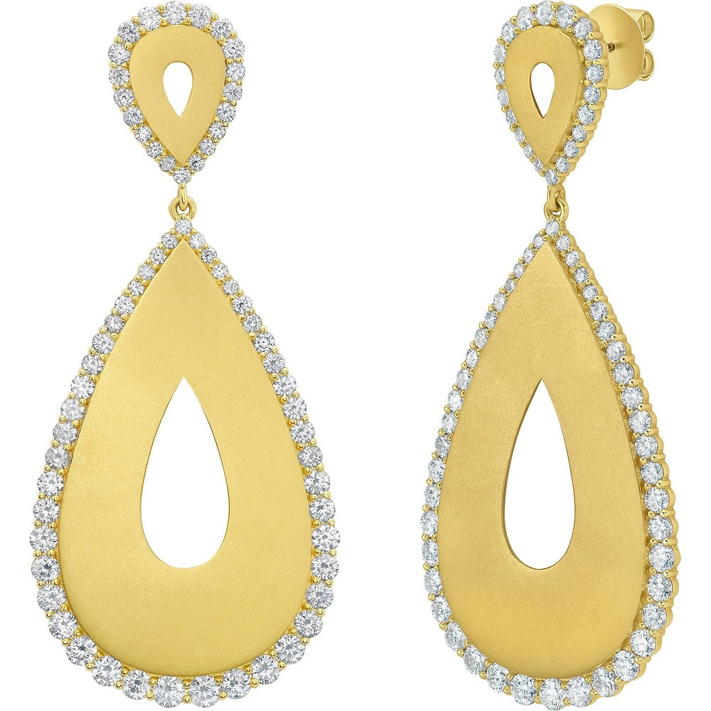 Ruchi New York - Istrella 5.40 Carat Diamond Teardrop Drop Earrings in 18K Yellow Gold - Ruchi New York