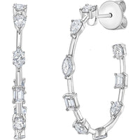 Ruchi New York - Ivy Midi Diamond Hoop Earrings in 18K White Gold