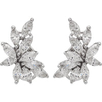 Ruchi New York - Juniper Leaf Diamond Stud Earrings in 18K White Gold