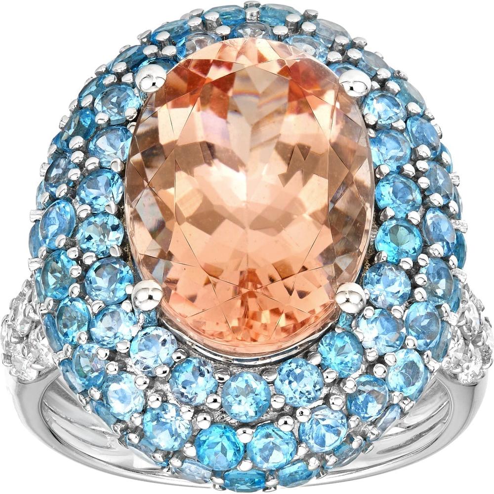 Ruchi New York - Lanna Paraiba and Morganite Ring in 18K White Gold