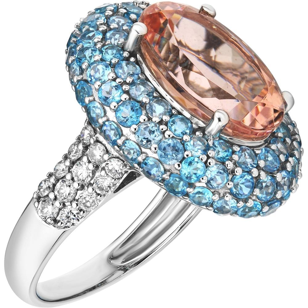 Ruchi New York - Lanna Paraiba and Morganite Ring in 18K White Gold