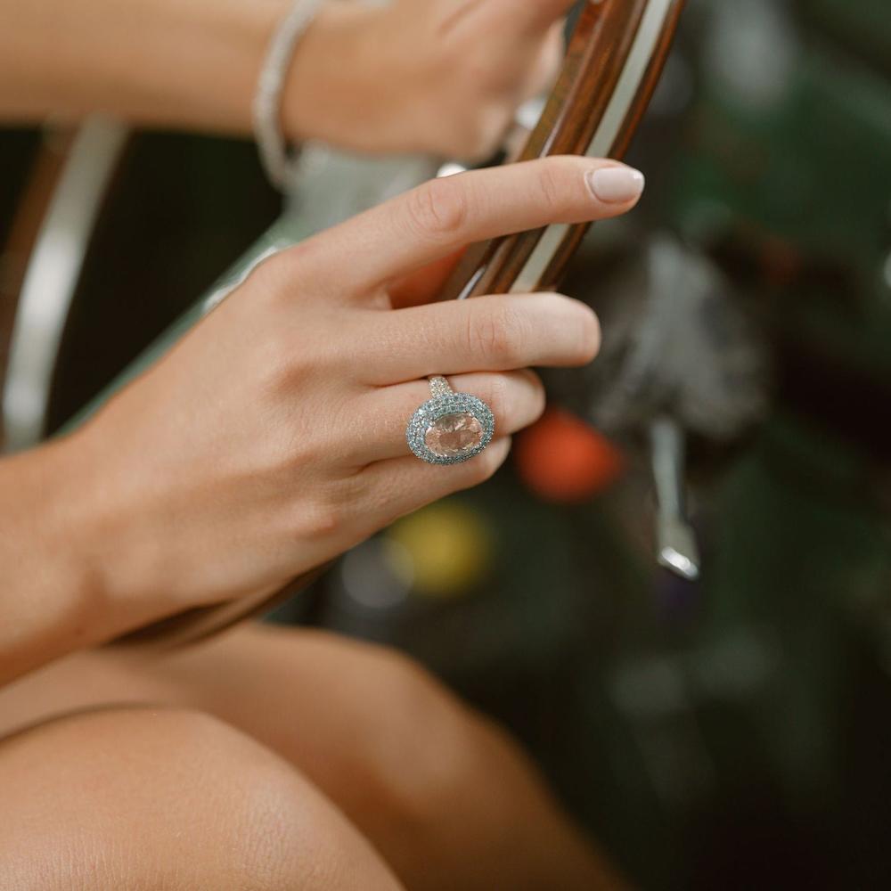 Ruchi New York - Lanna Paraiba and Morganite Ring in 18K White Gold