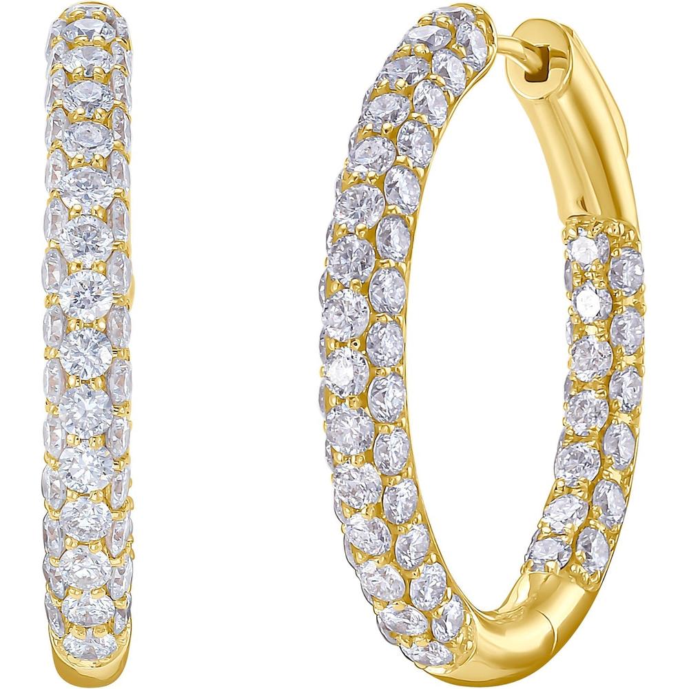 Ruchi New York - Lilia Diamond and 18K Yellow Gold Hoop Earrings