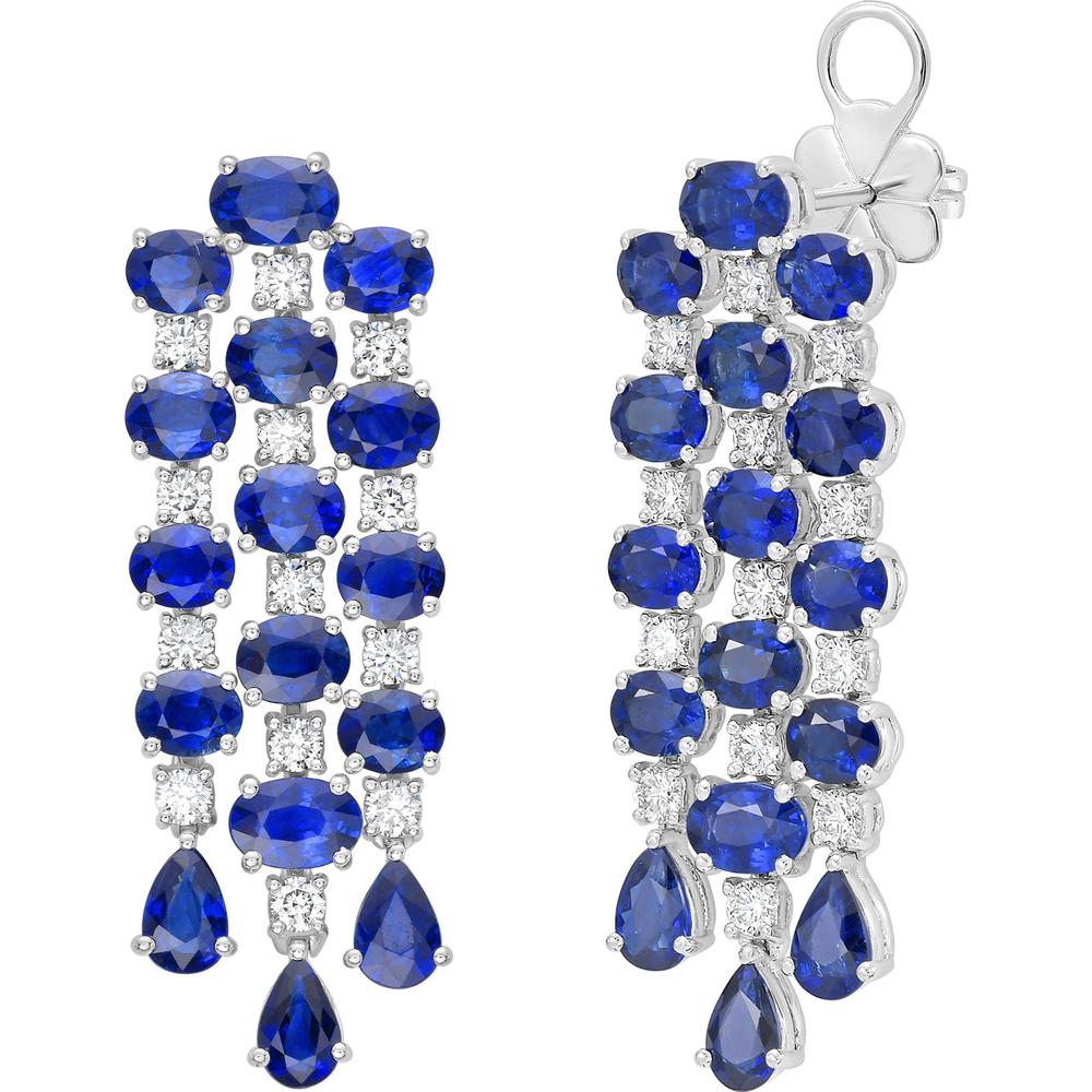 Ruchi New York - Louise Blue Sapphire Drop Earrings in 18K White Gold