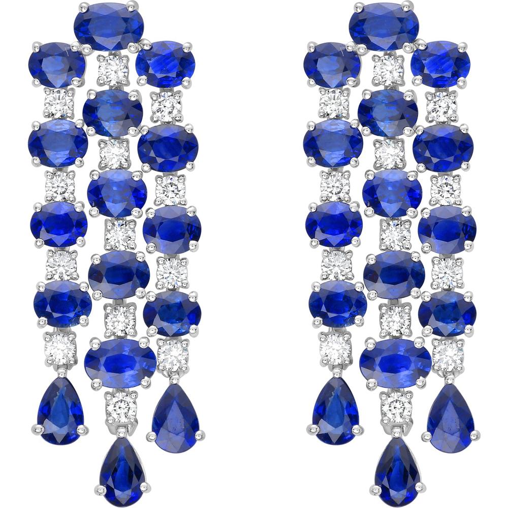 Ruchi New York - Louise Blue Sapphire Drop Earrings in 18K White Gold