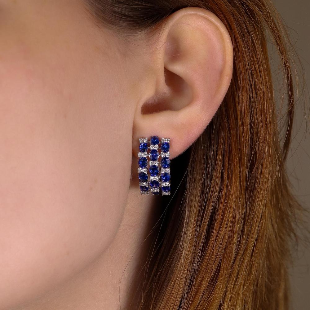 Ruchi New York - Louise Blue Sapphire Earrings in 18K White Gold
