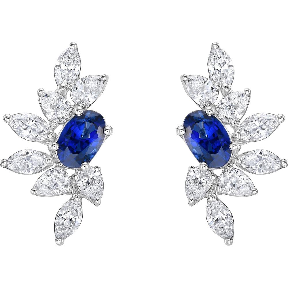 Ruchi New York - Lucretia Earrings in Blue Sapphire in 18K White Gold