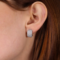 Ruchi New York - Lumière Pavé Diamond Huggie Earrings in 18K White Gold
