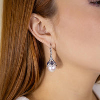 Ruchi New York - Lusine Pearl and Blue Sapphire Earrings in 18K White Gold