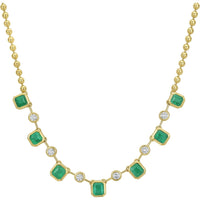Ruchi New York - Luxor Emerald & Diamond Fringe Necklace in 18K Yellow Gold - Ruchi New York