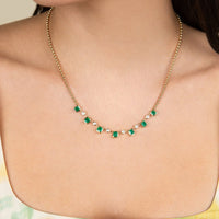Ruchi New York - Luxor Emerald & Diamond Fringe Necklace in 18K Yellow Gold - Ruchi New York