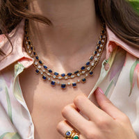 Ruchi New York - Lyre Blue Sapphire Necklace in 18K Yellow Gold